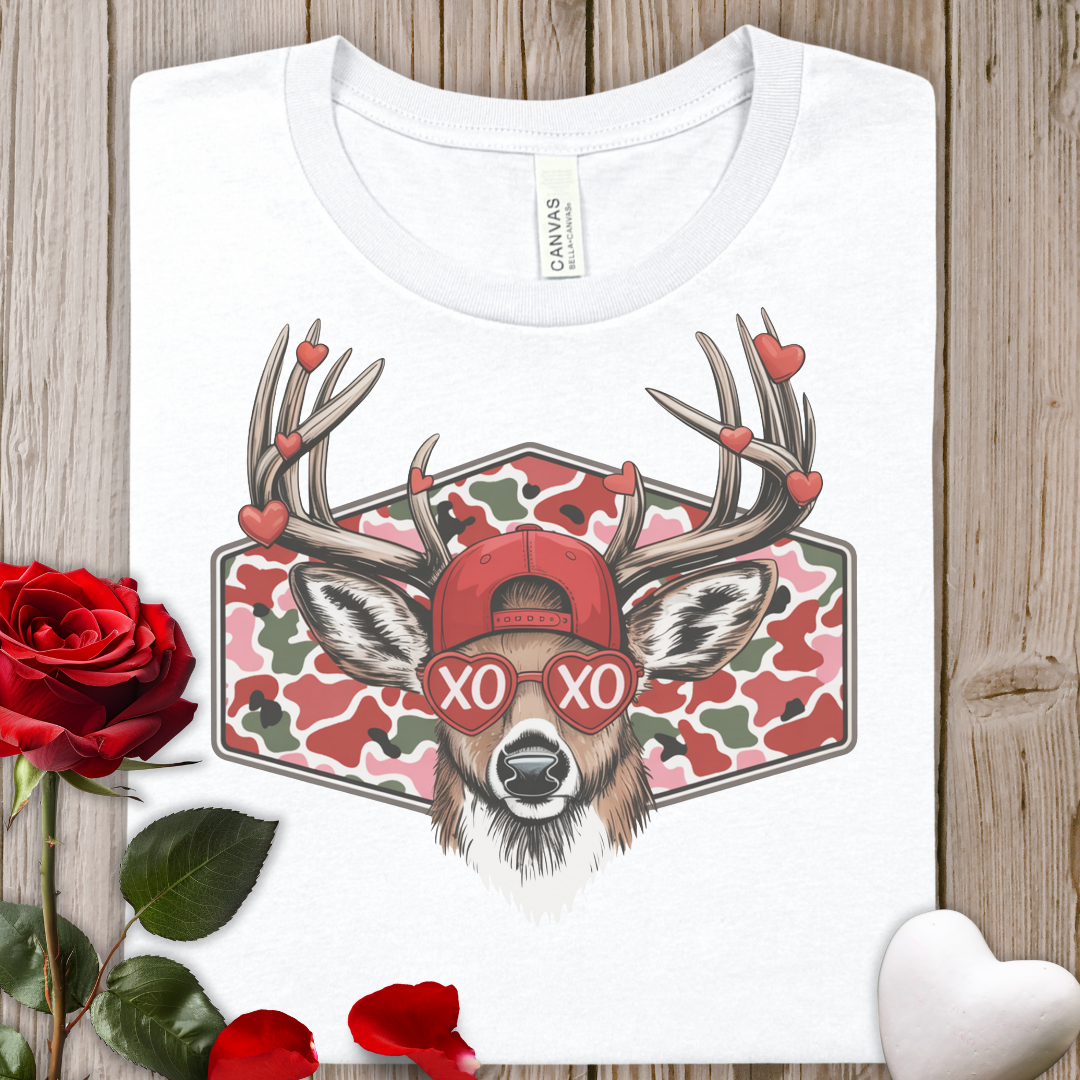Buck Valentine Tee - 'XO XO' Camo Heart Hunting Shirt
