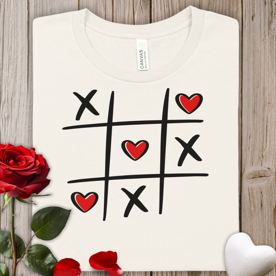 Tic Tac Love T-Shirt – Hearts & X's Valentine Tee