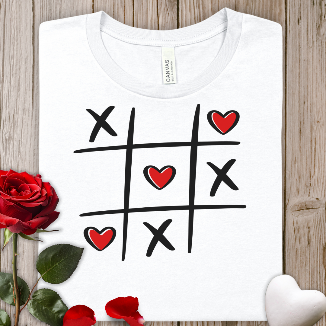 Tic Tac Love T-Shirt – Hearts & X's Valentine Tee