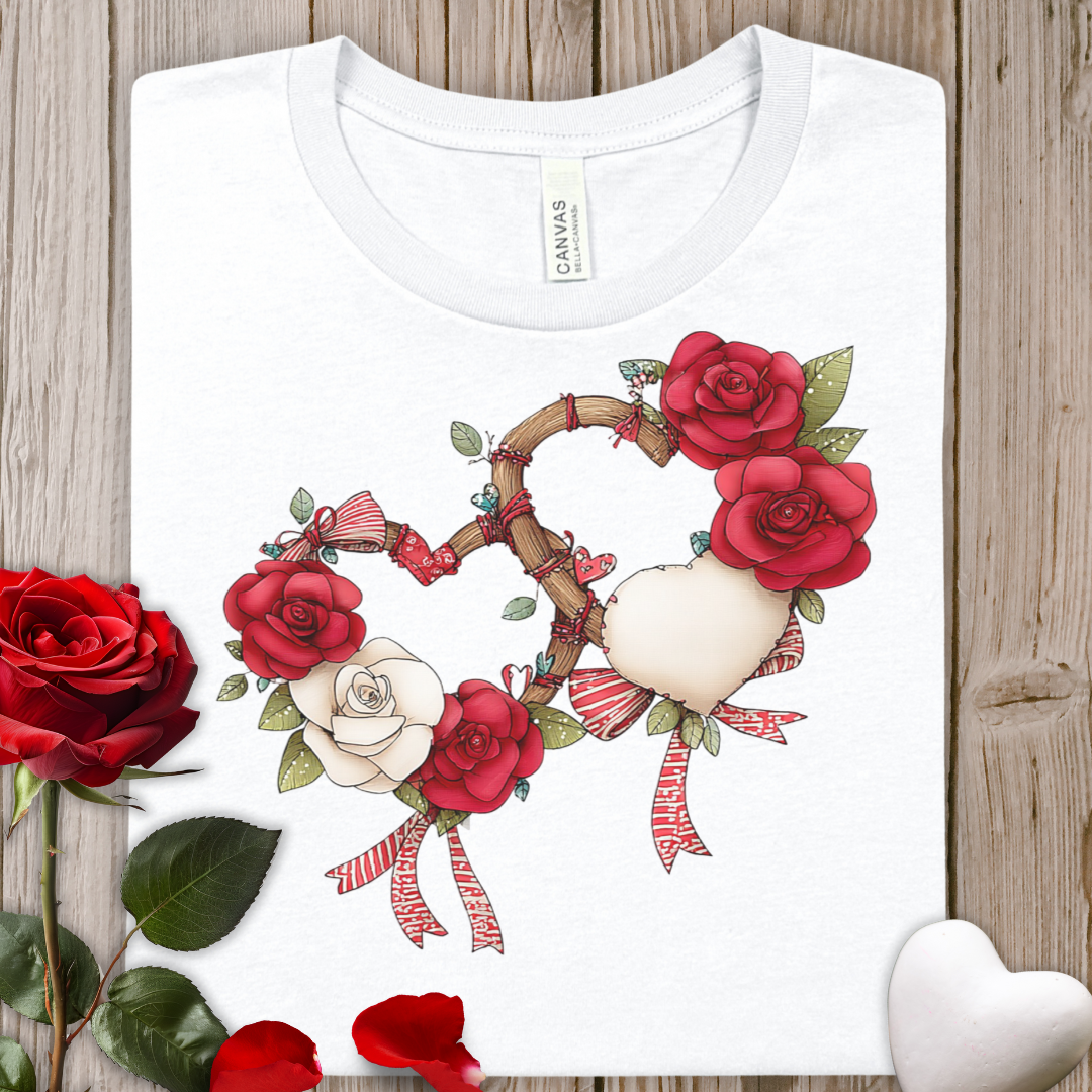 Rose Heart Floral Tee — Romantic Valentine’s Day T-Shirt