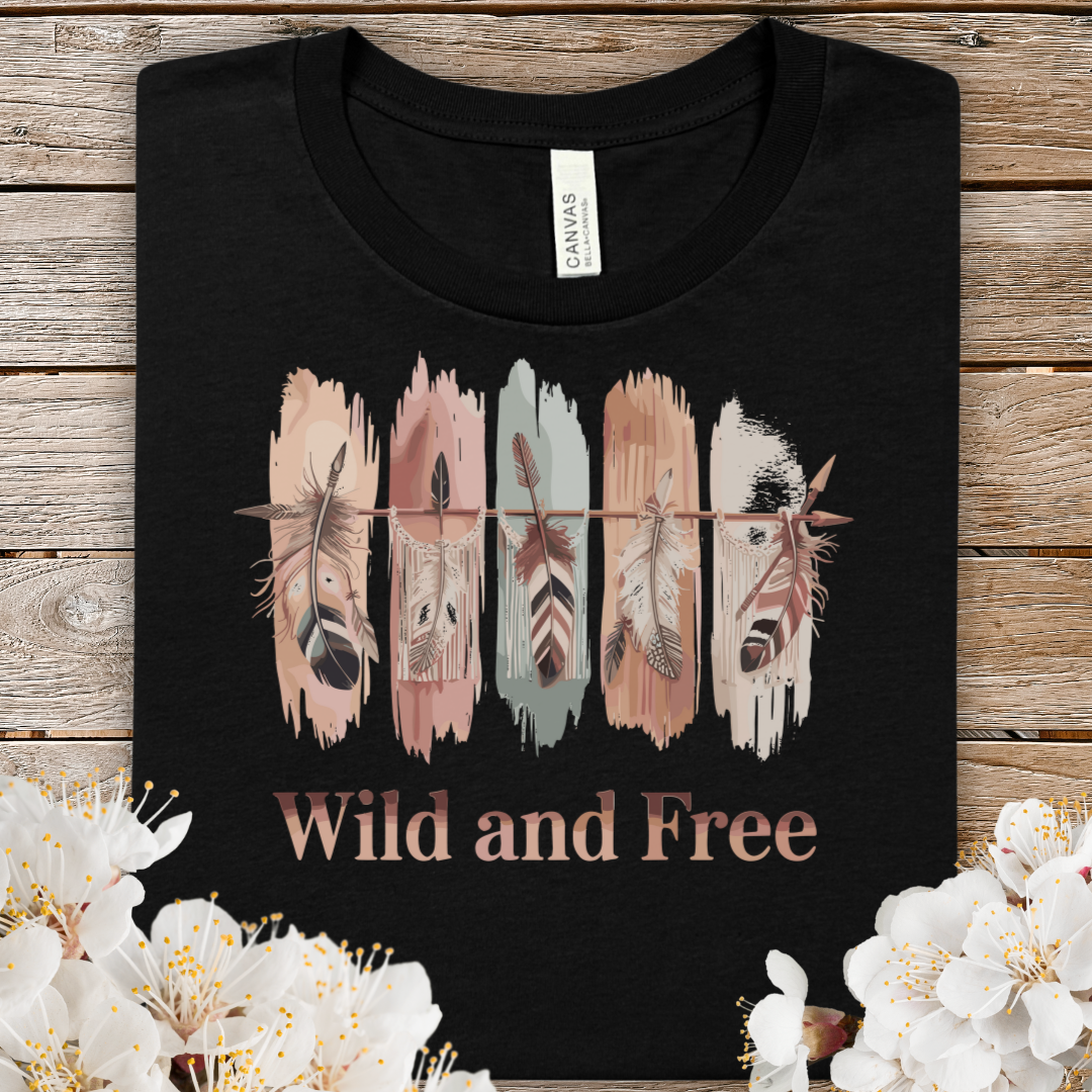 Wild and Free Feather Graphic Spring Tee