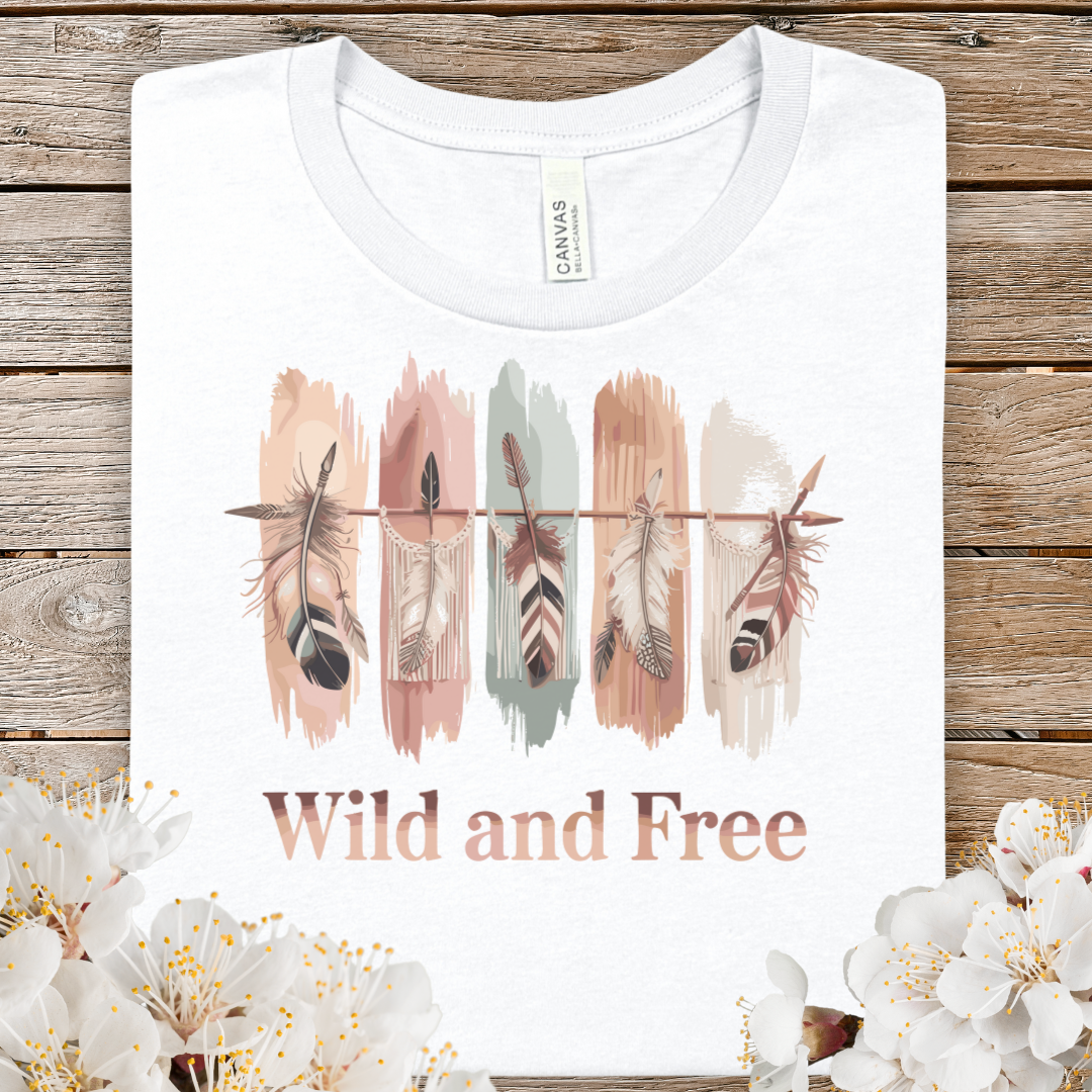 Wild and Free Feather Graphic Spring Tee