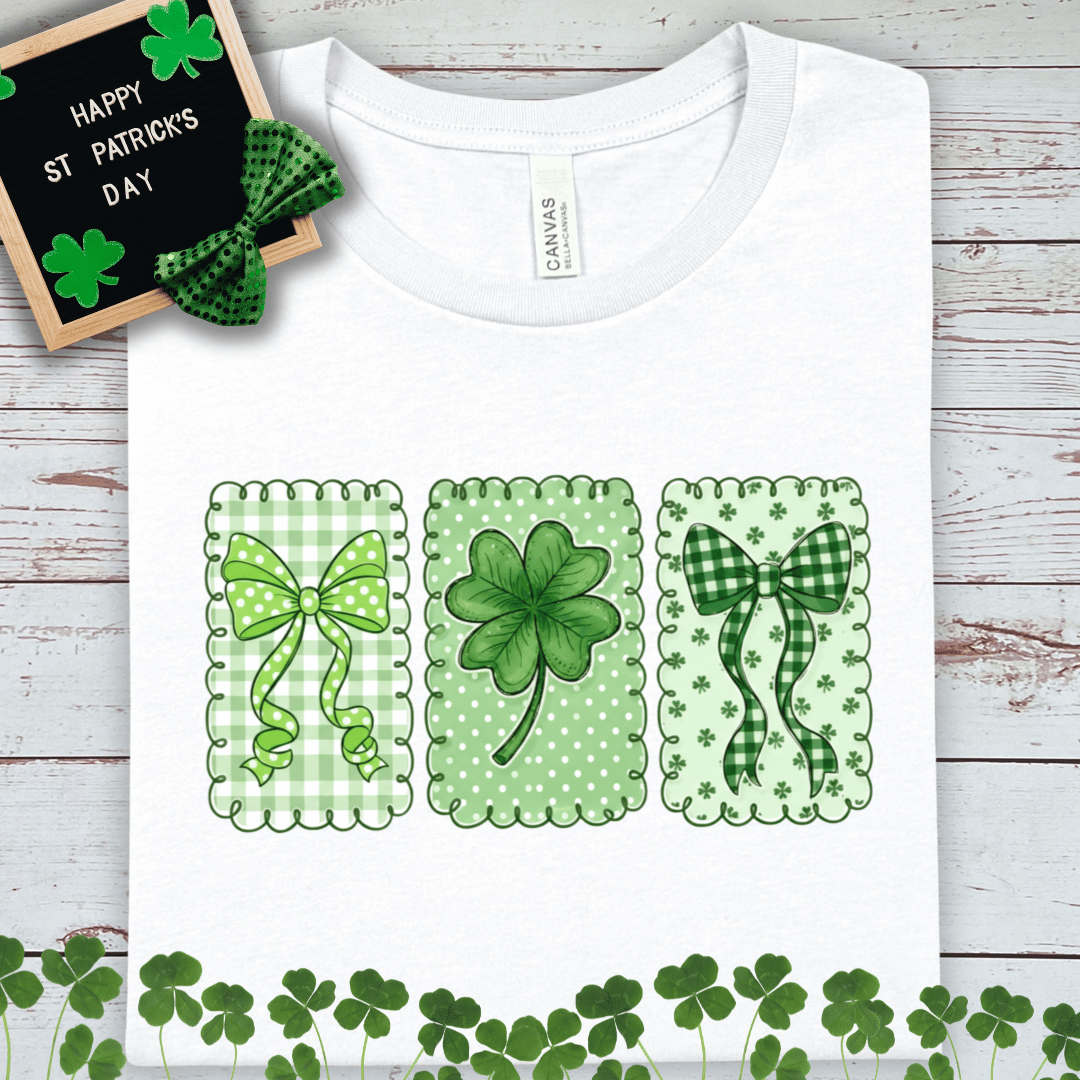 St. Patrick's Day Green Shamrock Trio T-Shirt – Lucky Clover Graphic Tee