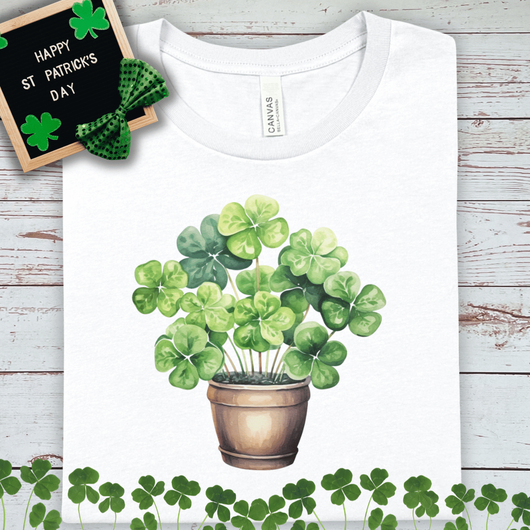 Lucky Potted Shamrock T-Shirt — St. Patrick’s Day Clover Tee