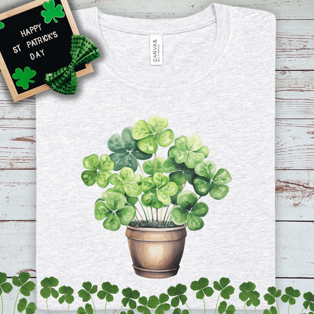 Lucky Potted Shamrock T-Shirt — St. Patrick’s Day Clover Tee