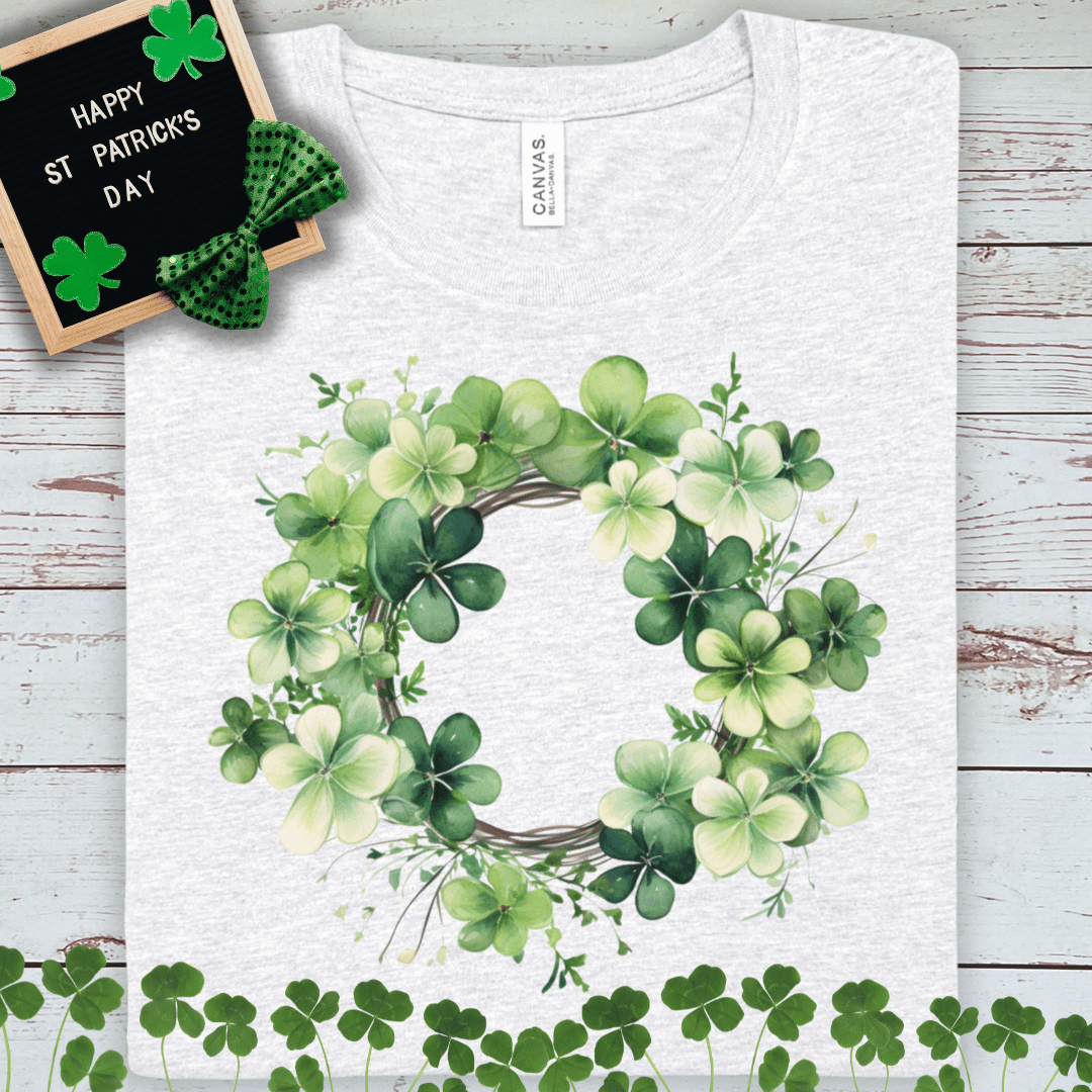 Shamrock Wreath T-Shirt — St. Patrick’s Day Clover Tee