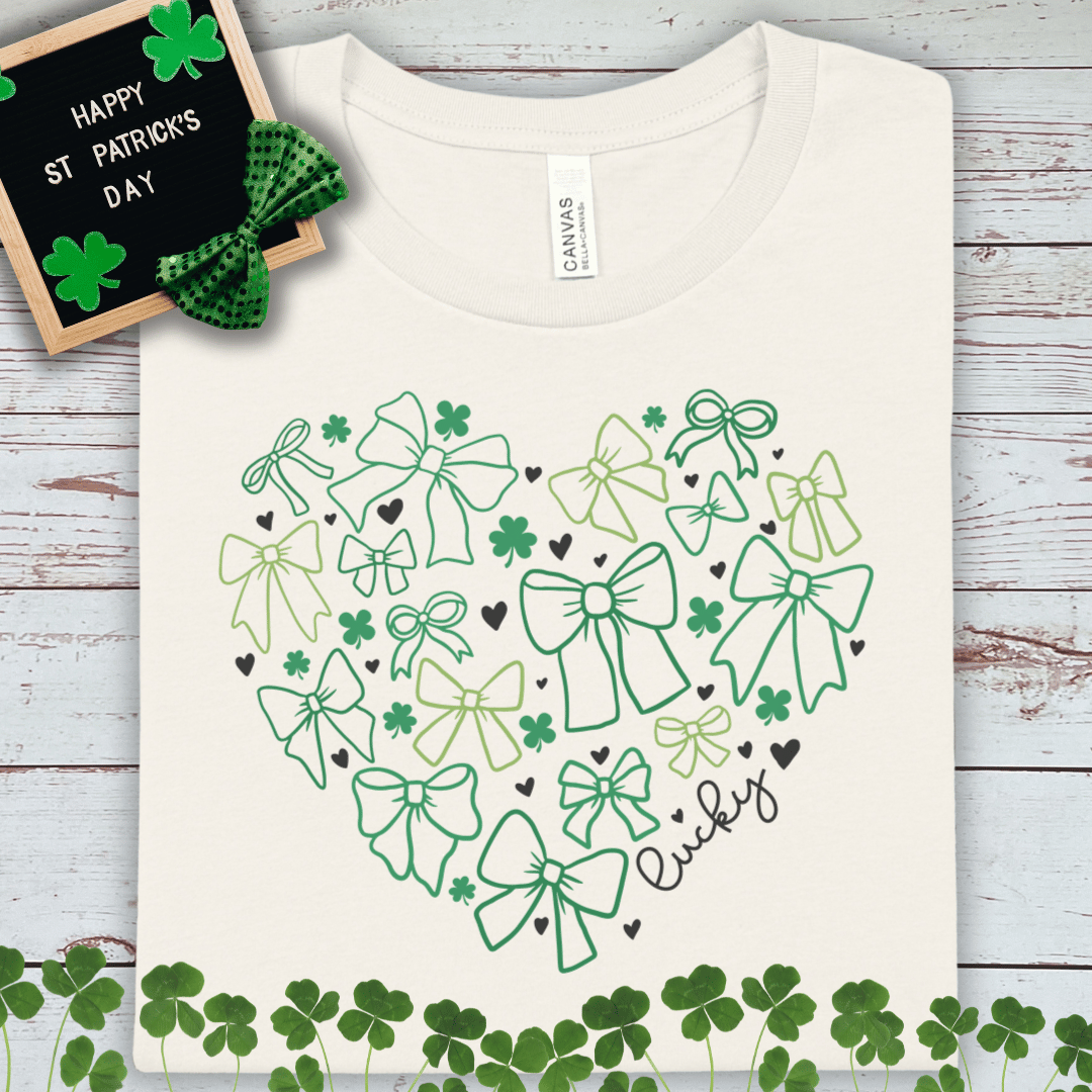 St. Patrick’s Day Lucky Bows Heart T-Shirt