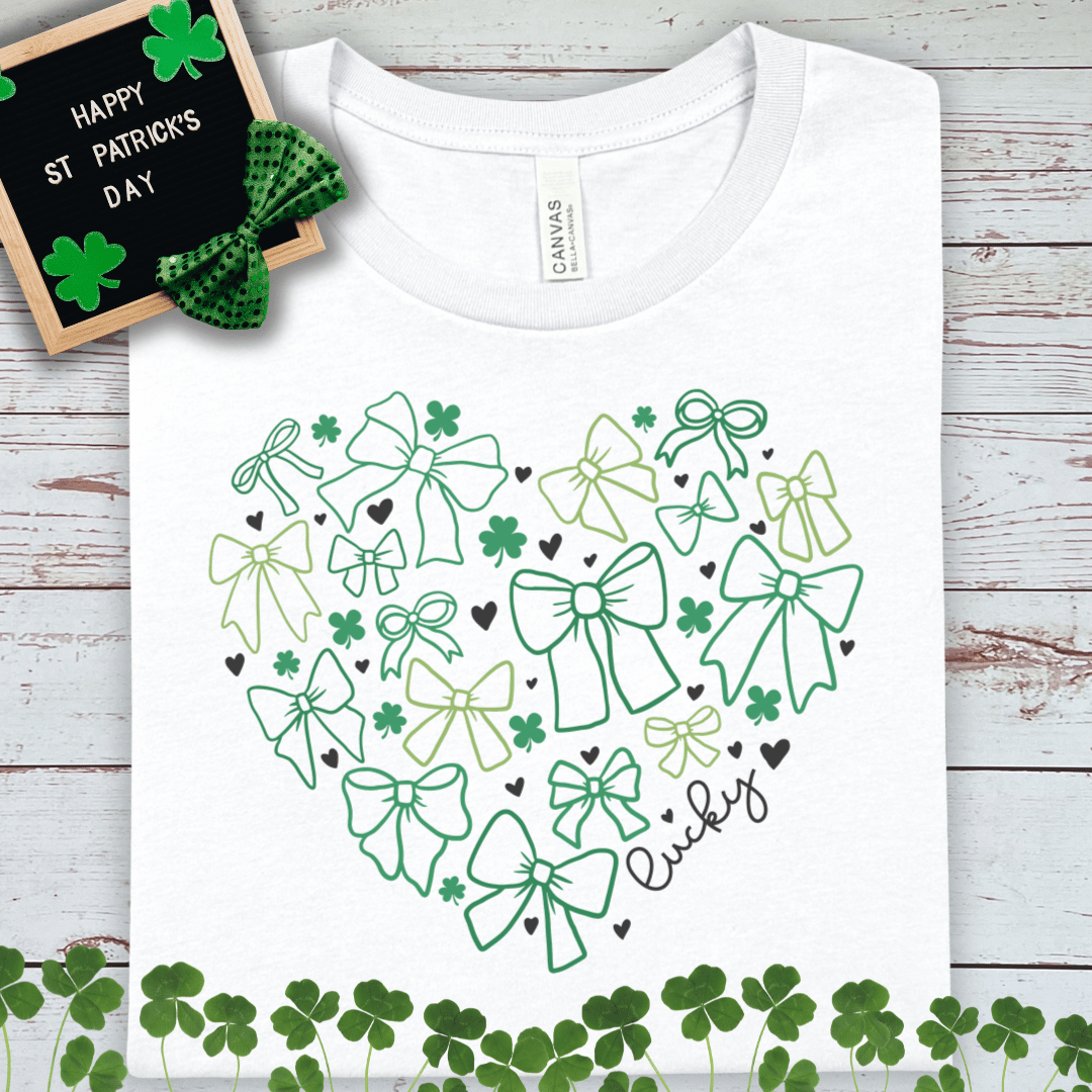 St. Patrick’s Day Lucky Bows Heart T-Shirt