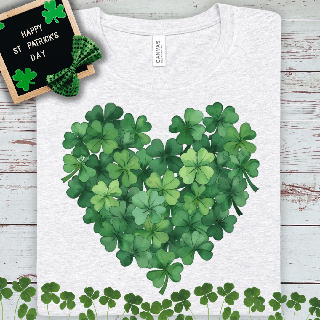 Clover Heart T-Shirt – St. Patrick’s Day Shamrock Tee