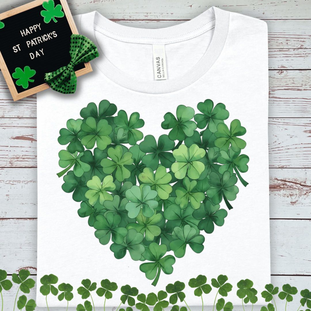 Clover Heart T-Shirt – St. Patrick’s Day Shamrock Tee