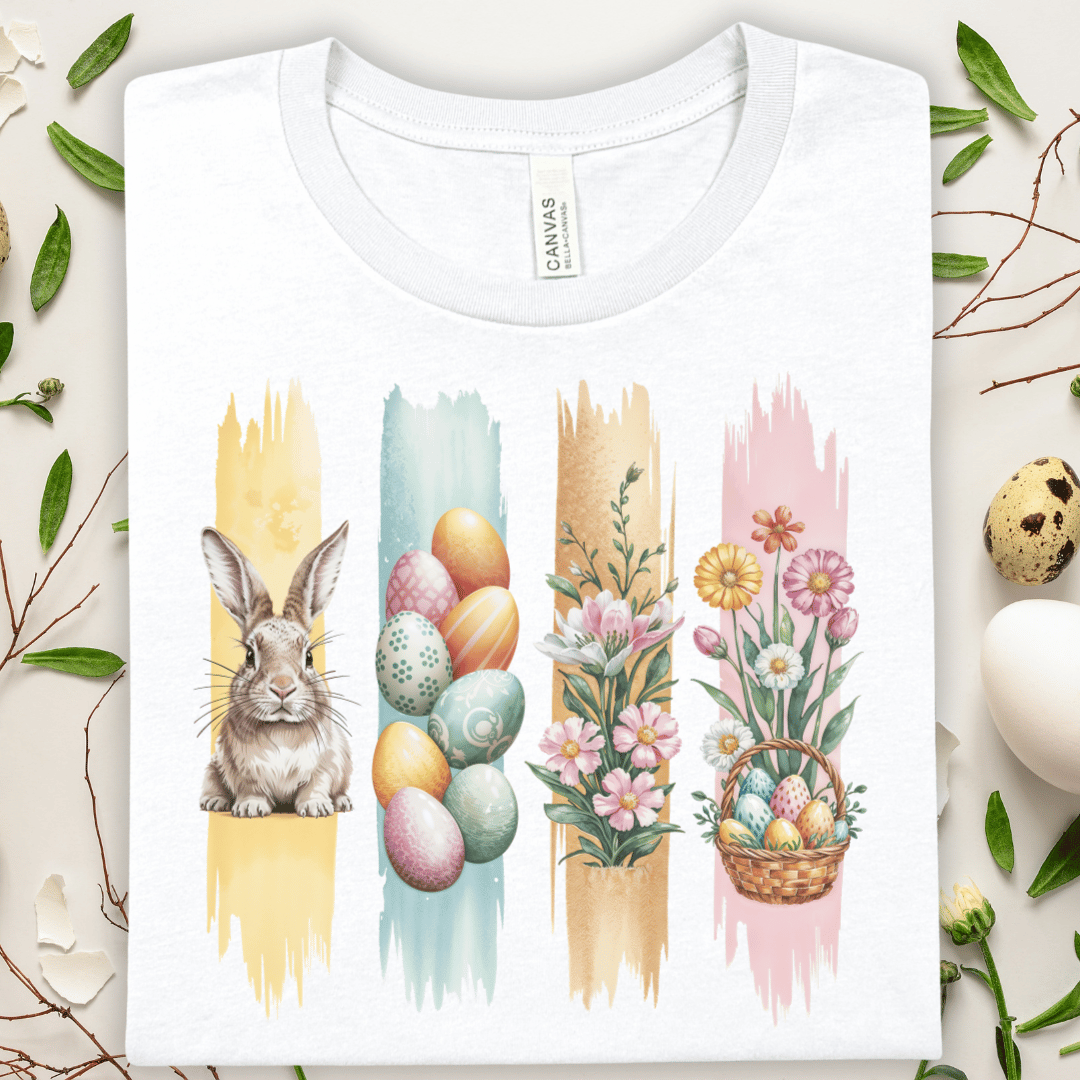 Easter Bunny & Pastel Eggs T-Shirt — Spring Floral Easter Tee