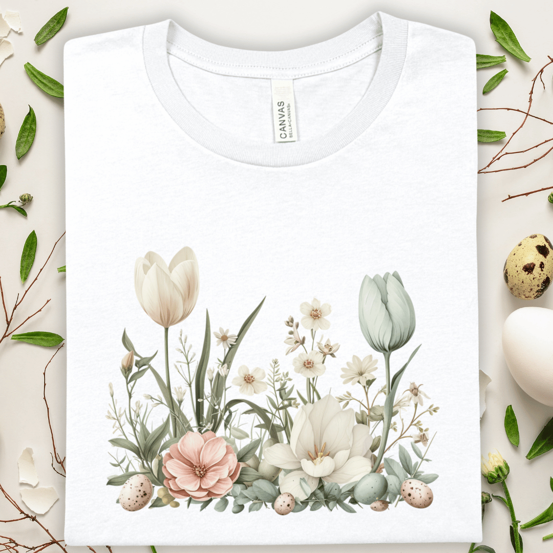 Floral Easter Meadow Tee — Vintage Botanical Garden Flower T-Shirt