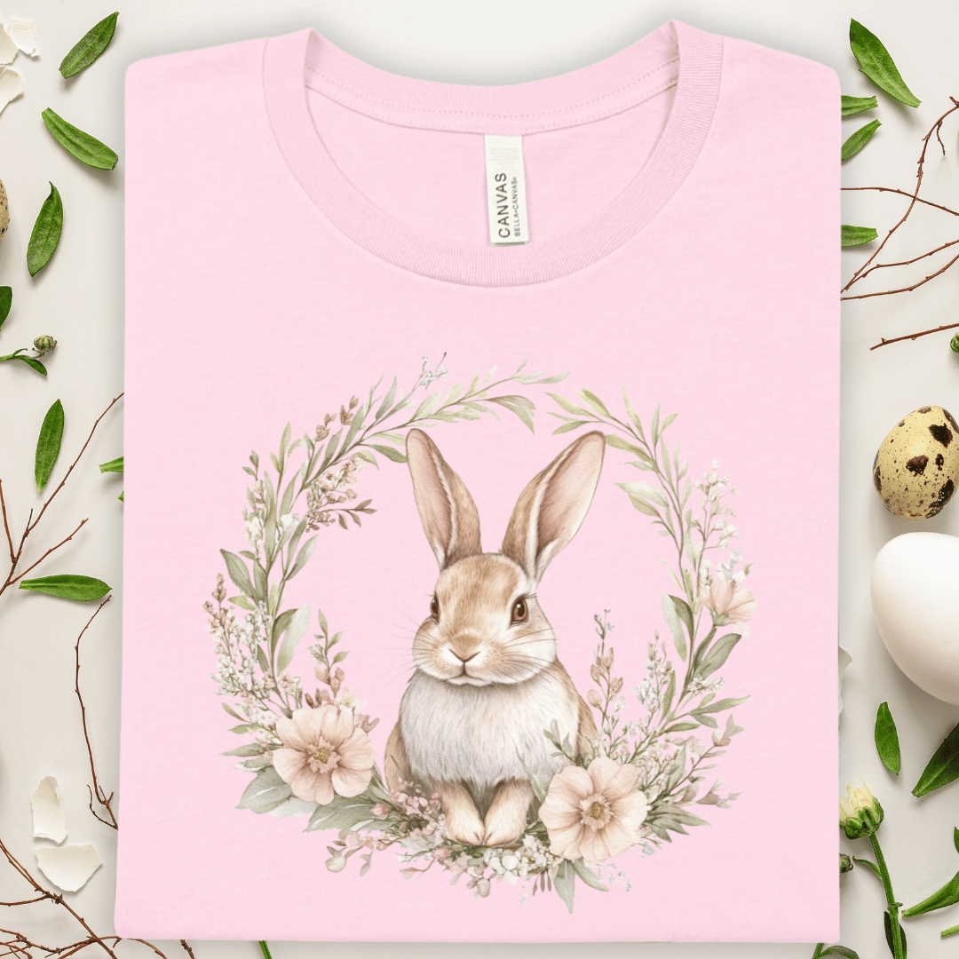 Easter Bunny Floral Wreath Tee