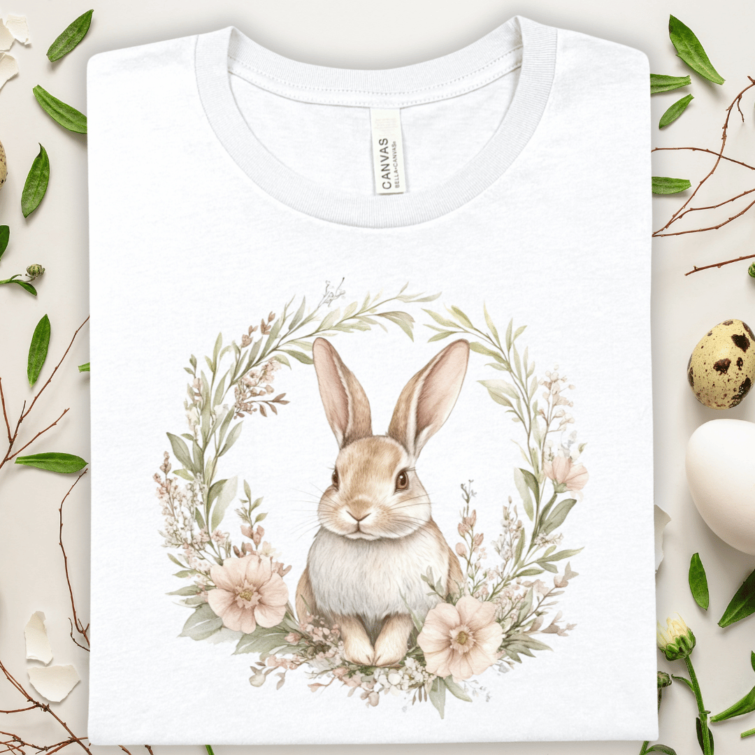 Easter Bunny Floral Wreath Tee