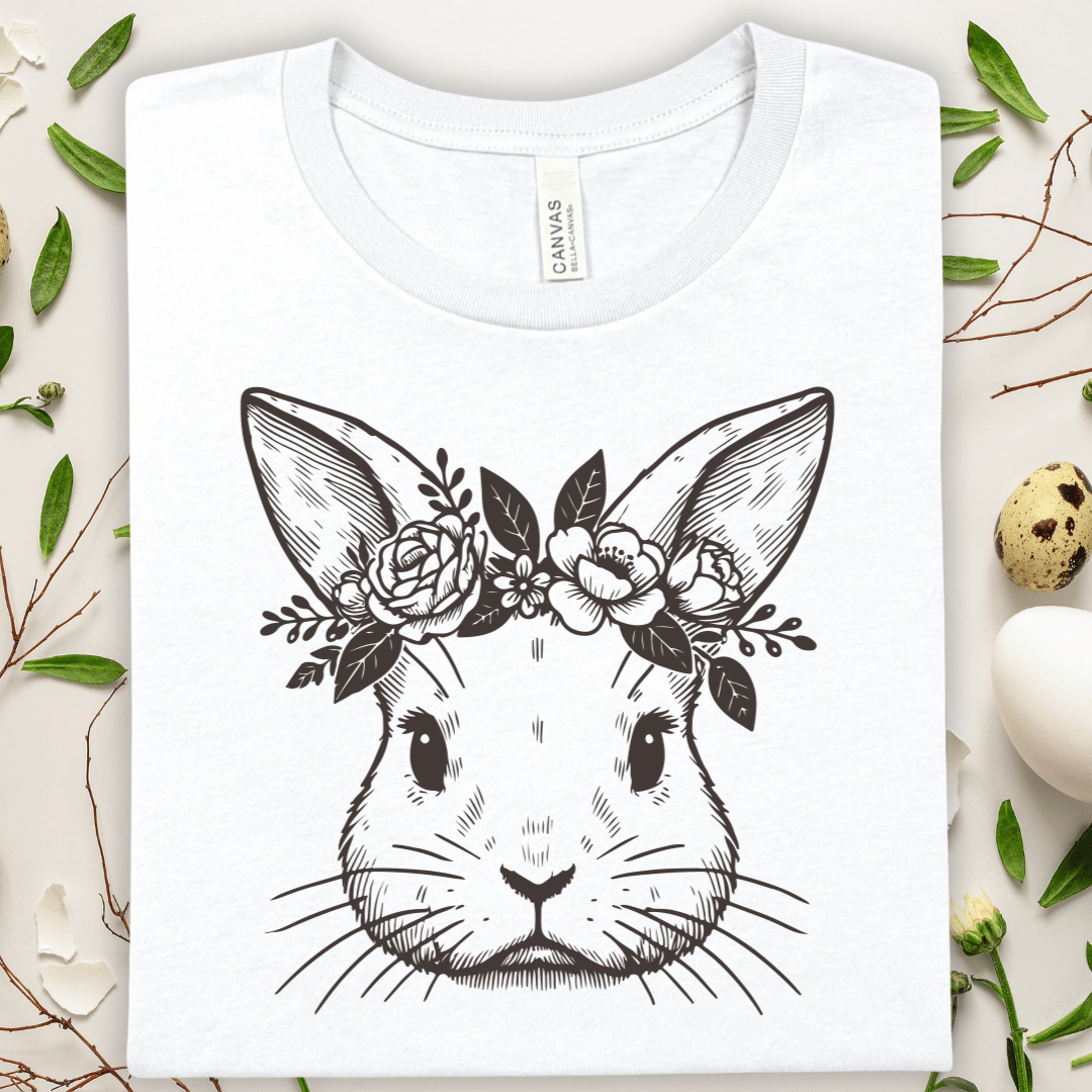 Floral Crown Bunny T-Shirt – Cute Rabbit Tee for Spring & Easter