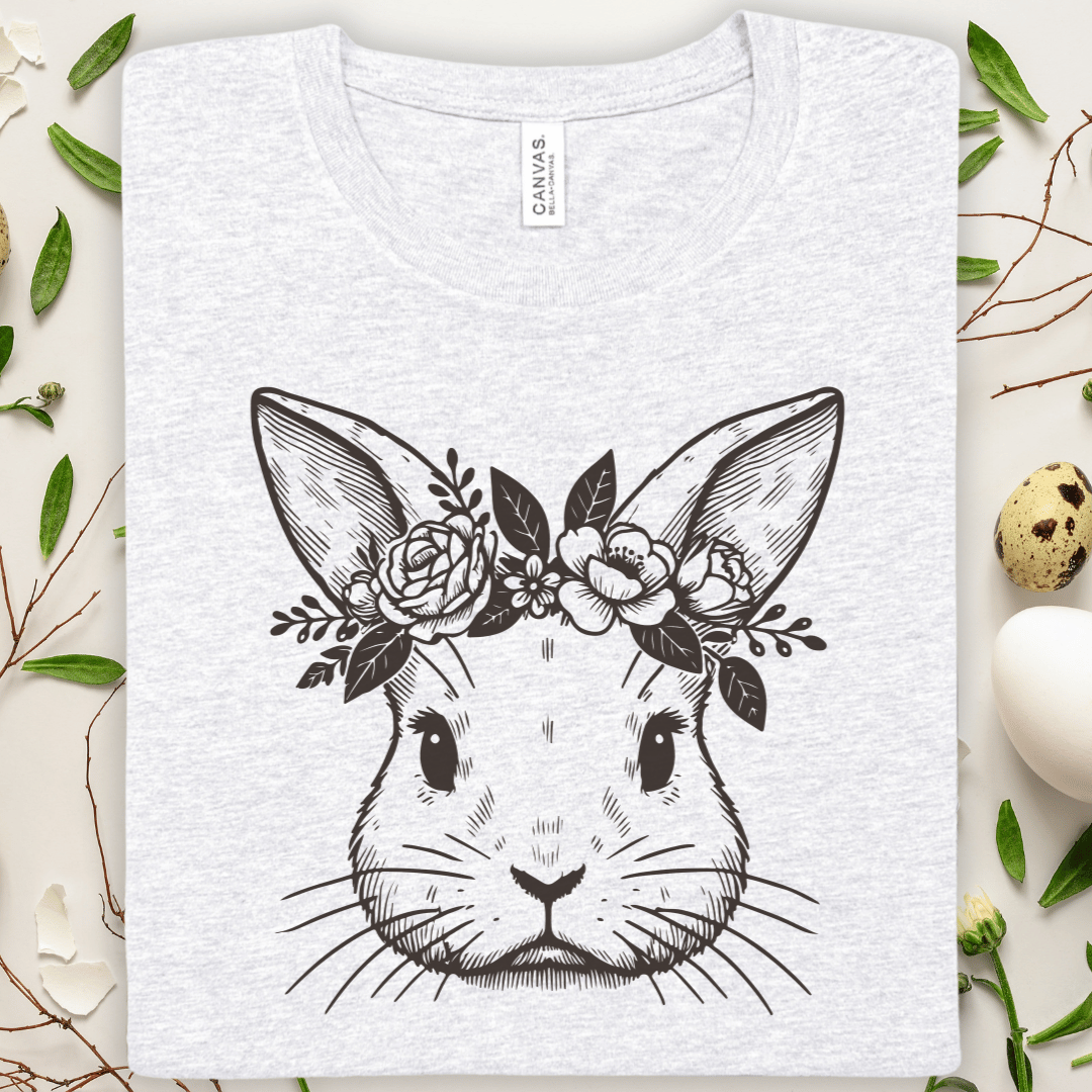 Floral Crown Bunny T-Shirt – Cute Rabbit Tee for Spring & Easter