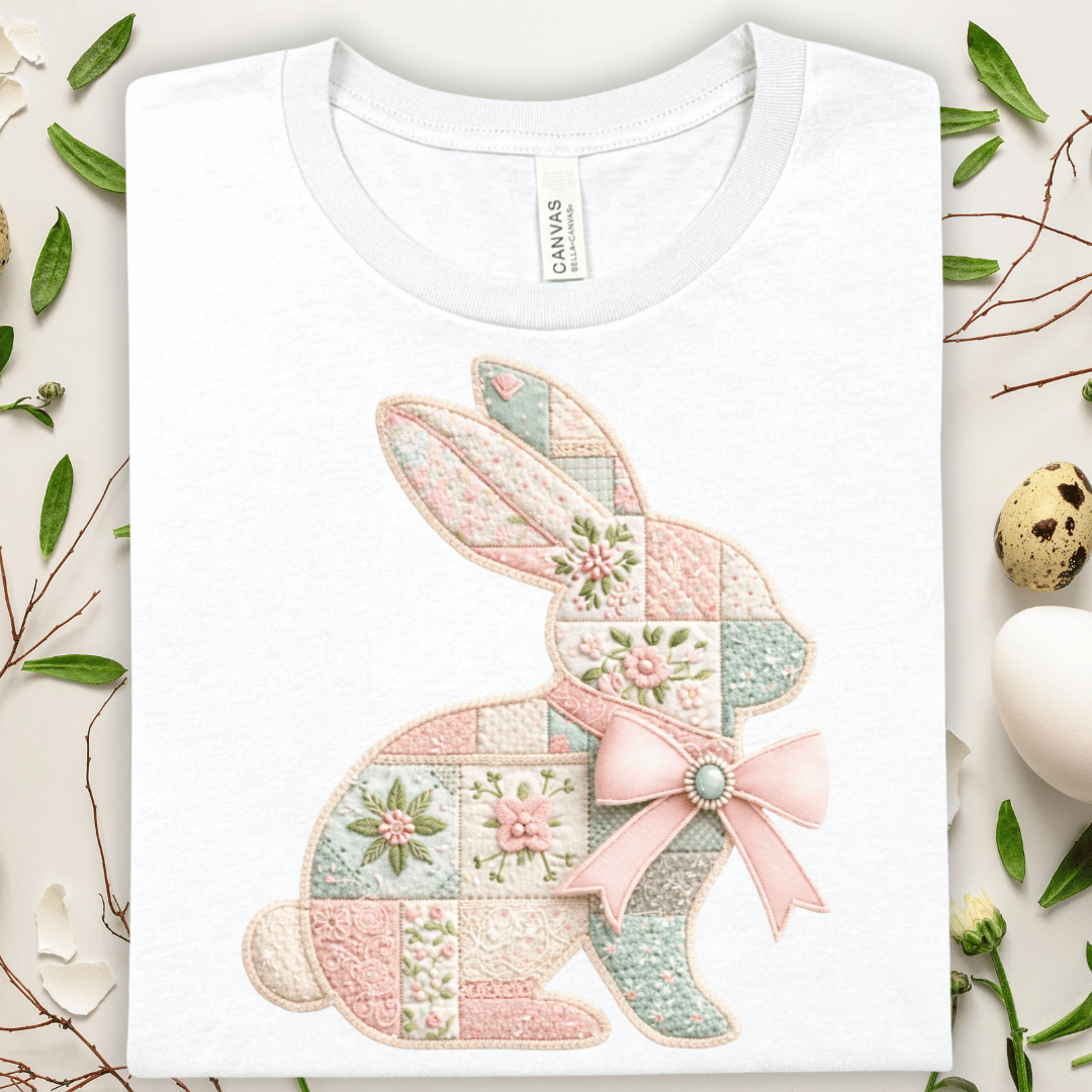Easter Faux Patchwork Bunny T-Shirt