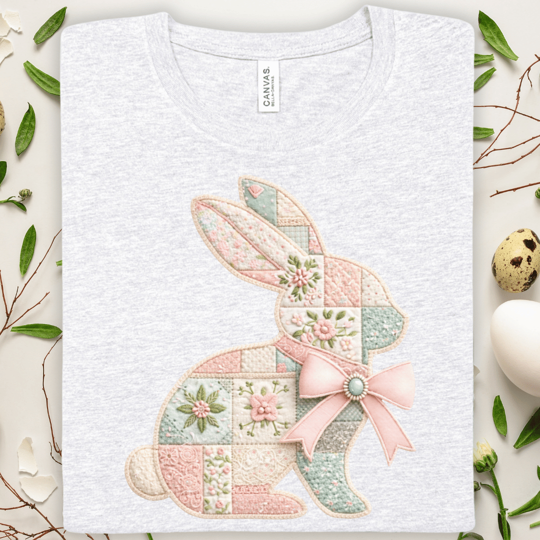 Easter Faux Patchwork Bunny T-Shirt
