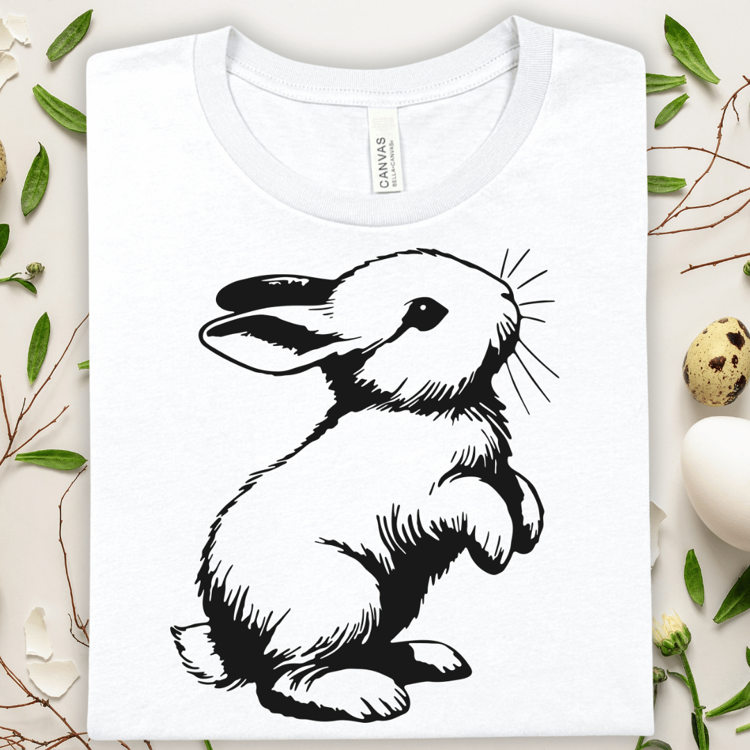 Vintage Black & White Bunny T‑Shirt — Cute Retro Rabbit Graphic Tee