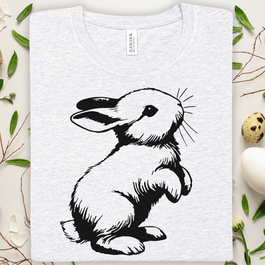 Vintage Black & White Bunny T‑Shirt — Cute Retro Rabbit Graphic Tee