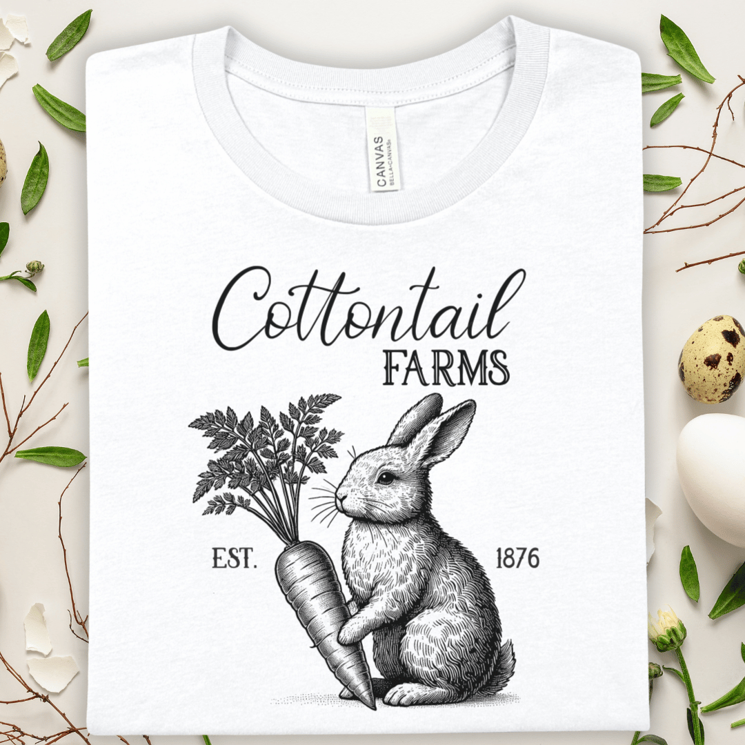 Cottontail Farms Rabbit Tee — Vintage Farmhouse Bunny T-Shirt