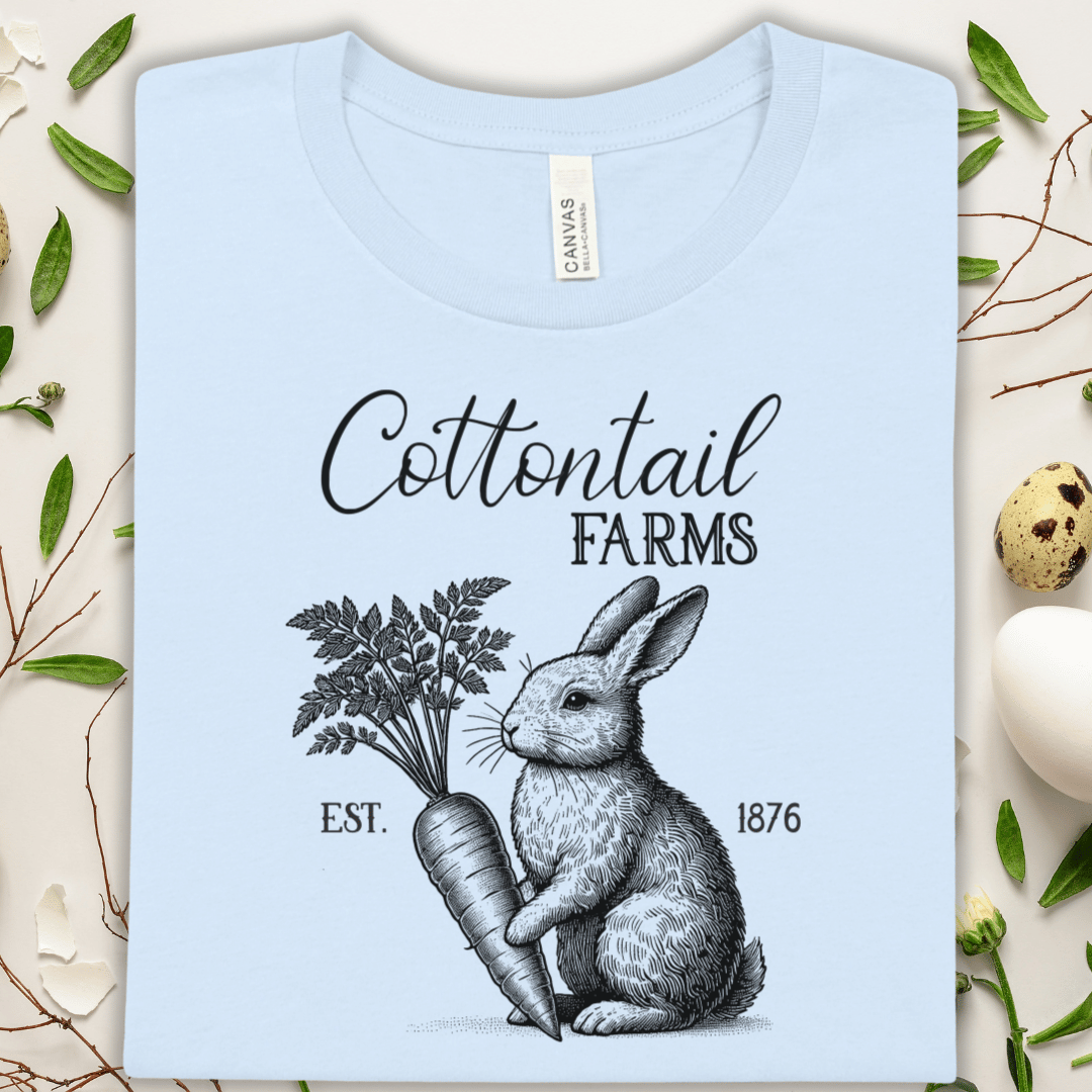 Cottontail Farms Rabbit Tee — Vintage Farmhouse Bunny T-Shirt