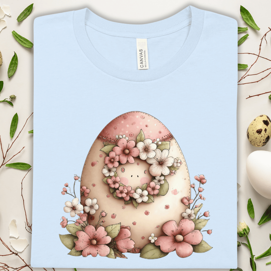 Easter Floral Egg Tee — Pastel Flowers Graphic T-Shirt