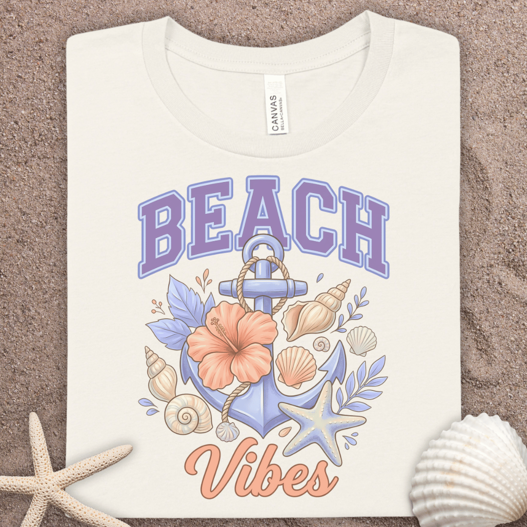 Beach Vibes T-Shirt — Tropical Anchor & Seashell Graphic Tee