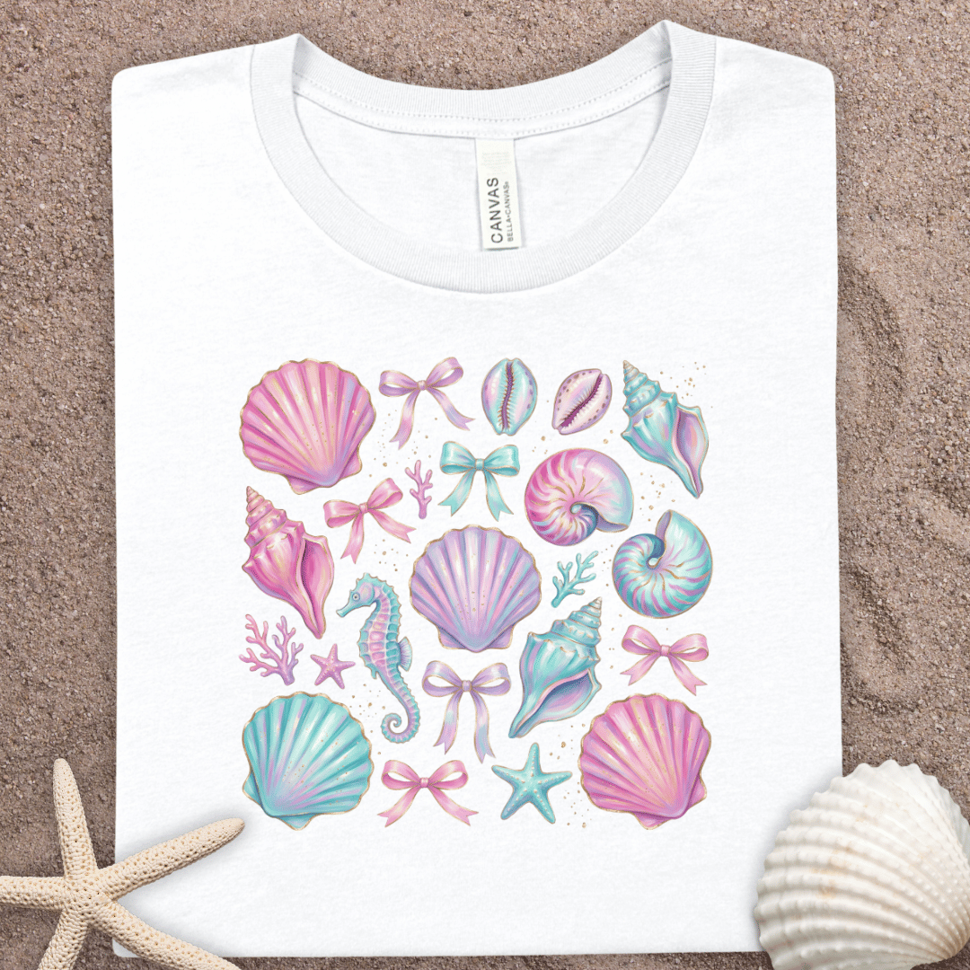 Pastel Seashells T-Shirt — Cute Beach Shell Graphic Tee