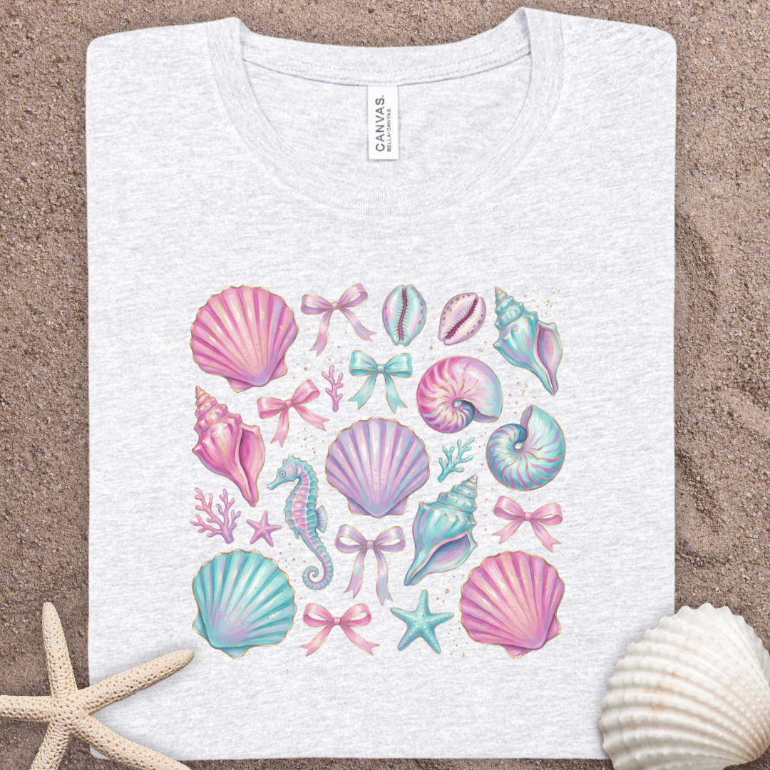 Pastel Seashells T-Shirt — Cute Beach Shell Graphic Tee