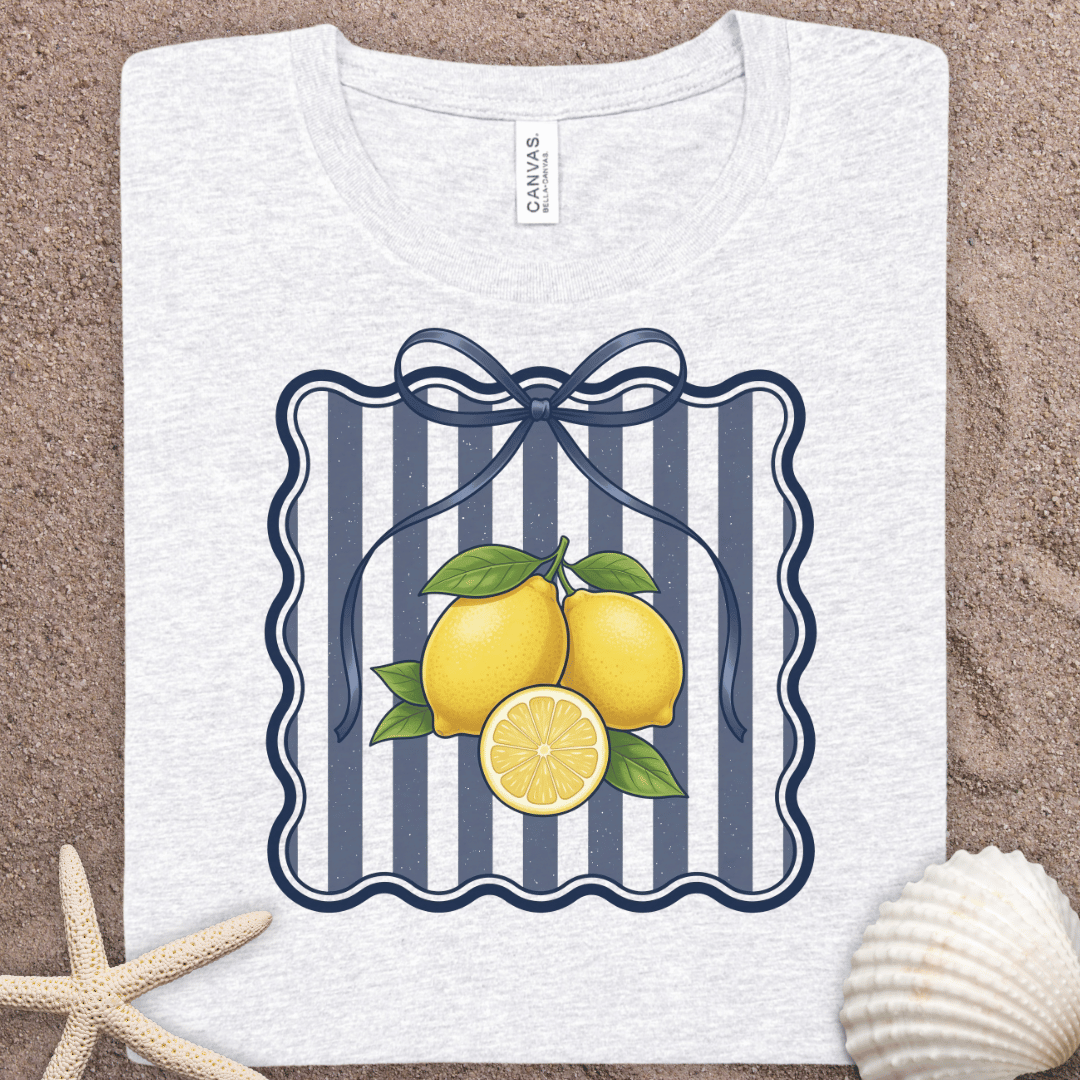 Lemon Stripe Tee — Fresh Citrus Graphic T-Shirt