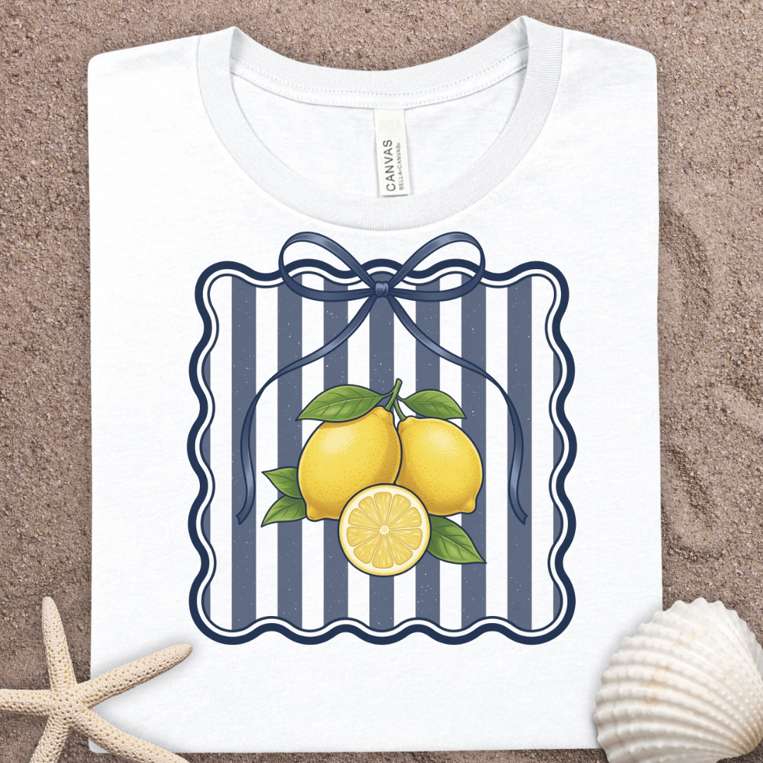 Lemon Stripe Tee — Fresh Citrus Graphic T-Shirt