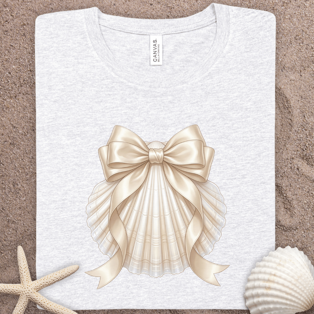 Seashell with Gold Bow Tee