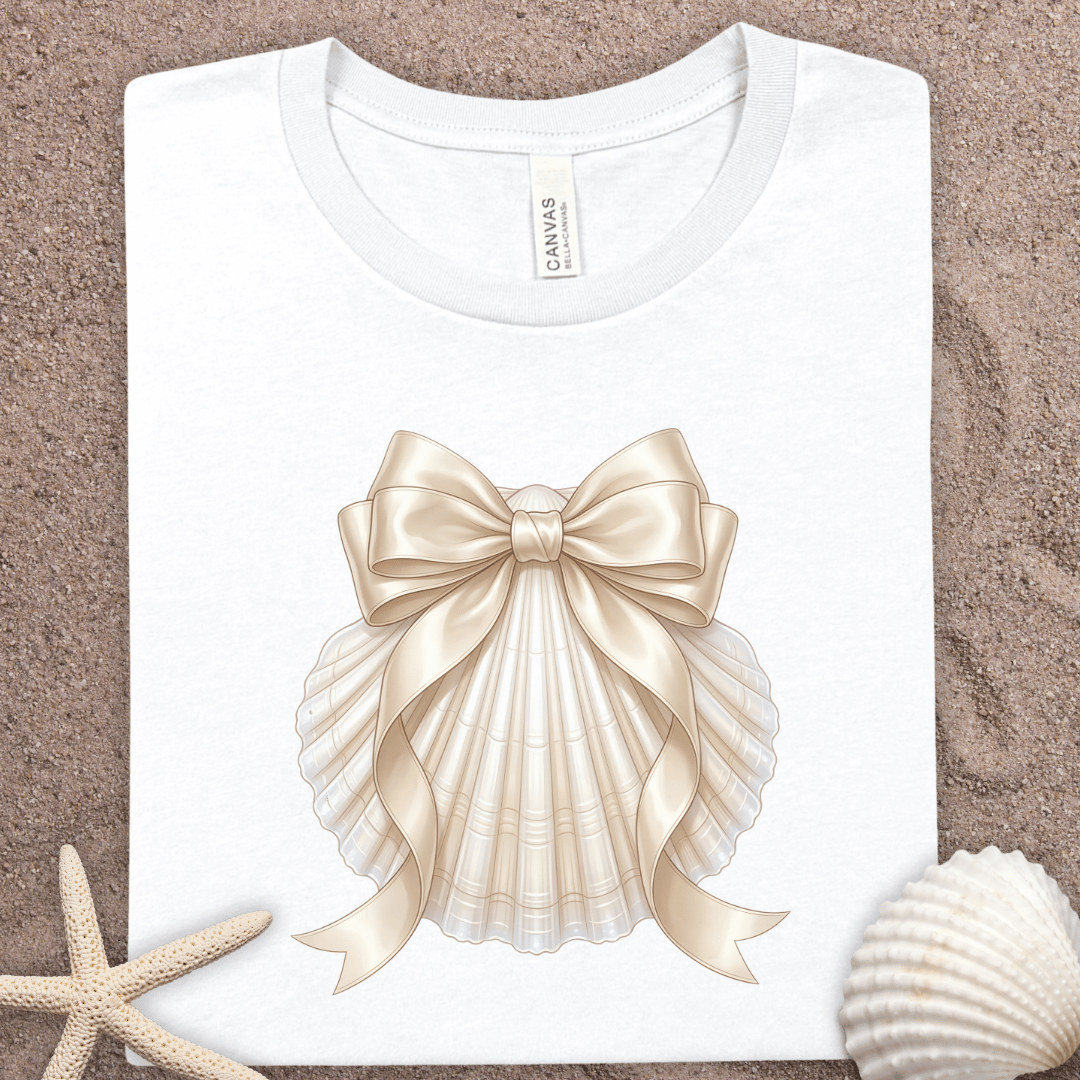 Seashell with Gold Bow Tee