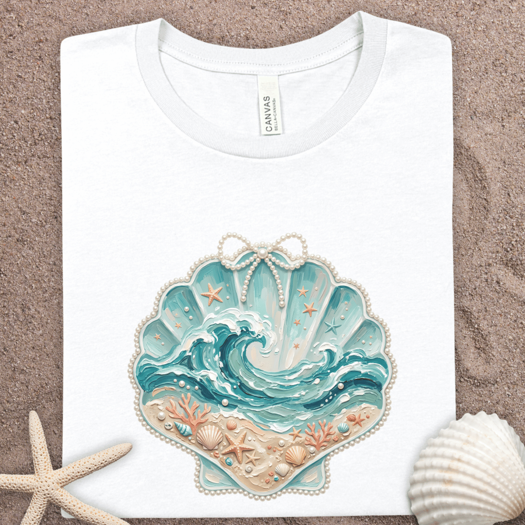 Seashell Wave T-Shirt — Coastal Shell Beach Ocean Graphic Tee