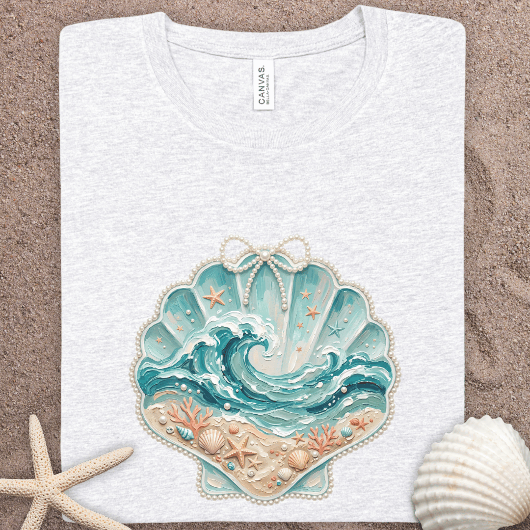 Seashell Wave T-Shirt — Coastal Shell Beach Ocean Graphic Tee