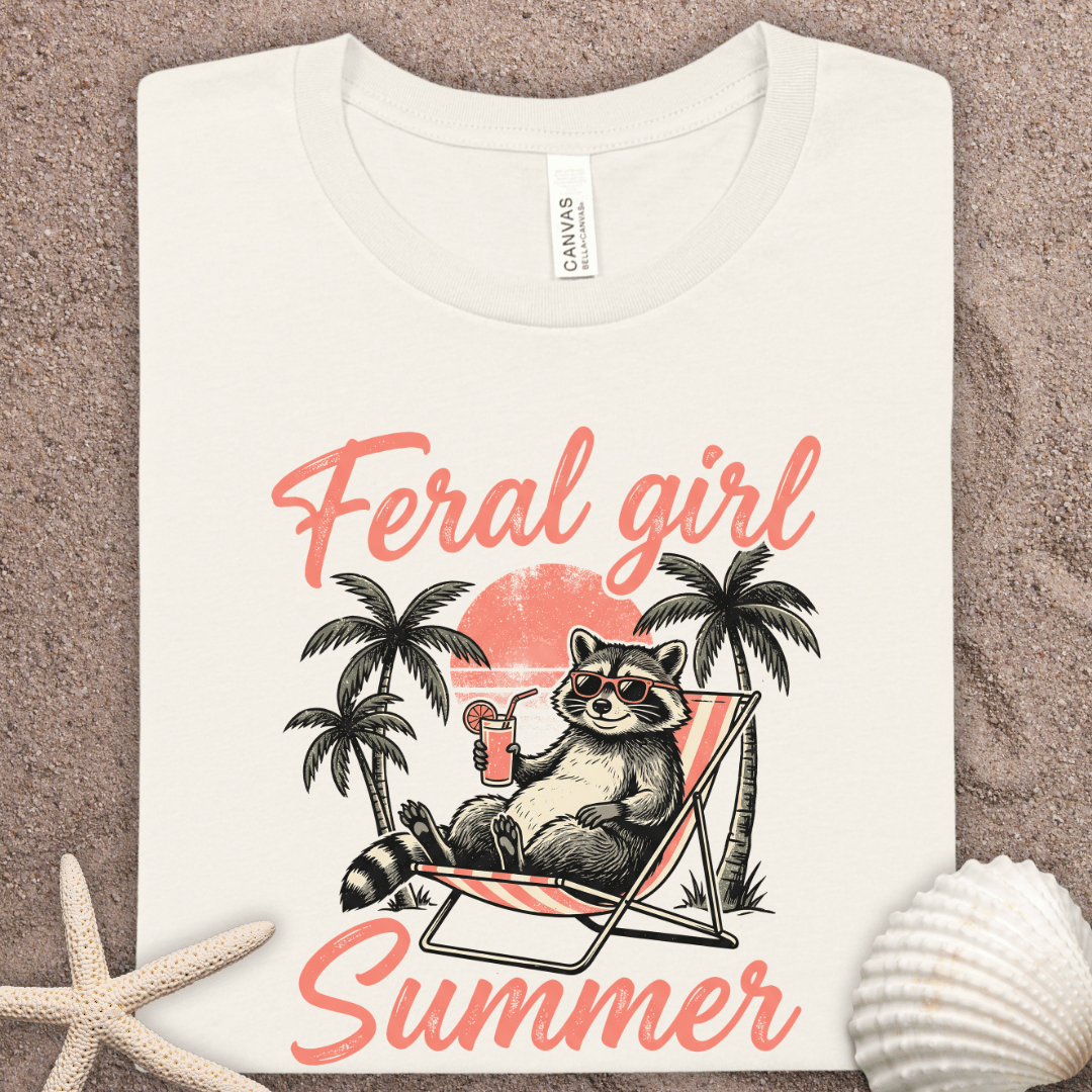 Feral Girl Summer Tee — Raccoon Beach Vintage Graphic T-Shirt