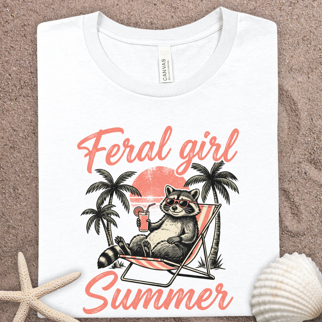 Feral Girl Summer Tee — Raccoon Beach Vintage Graphic T-Shirt