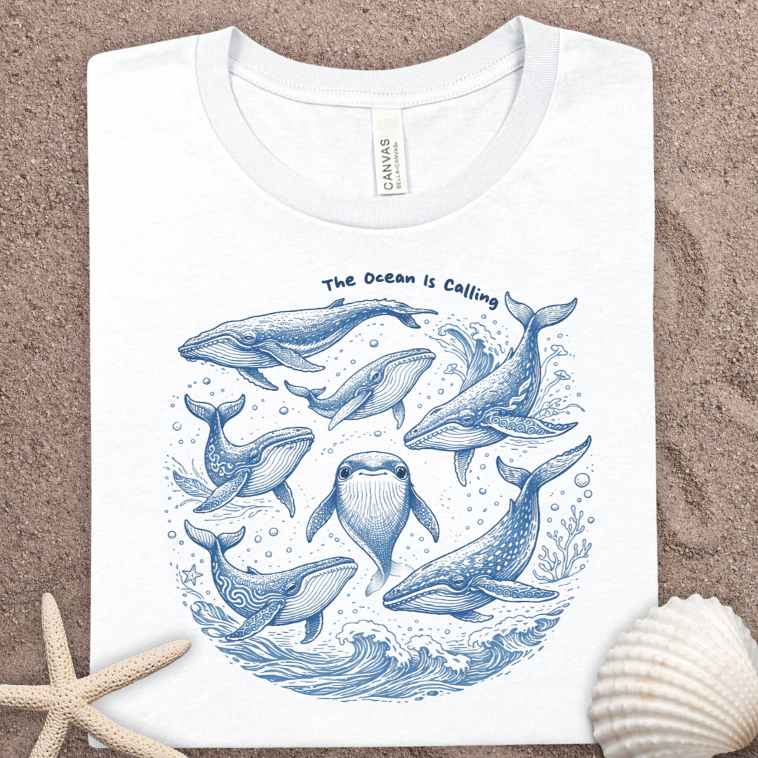 Whales Are Calling Tee — Ocean Whale Illustration Summer Shirt