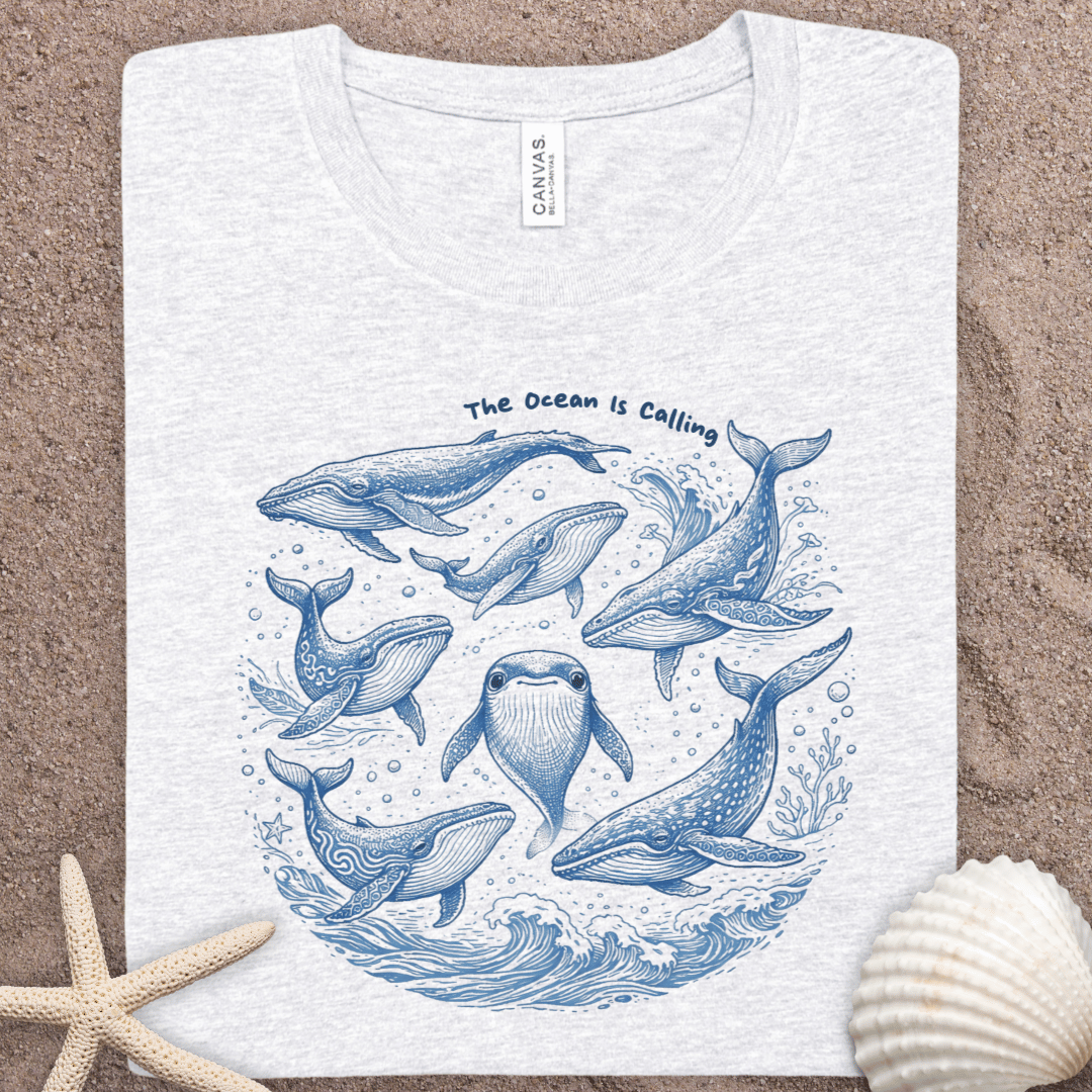 Whales Are Calling Tee — Ocean Whale Illustration Summer Shirt