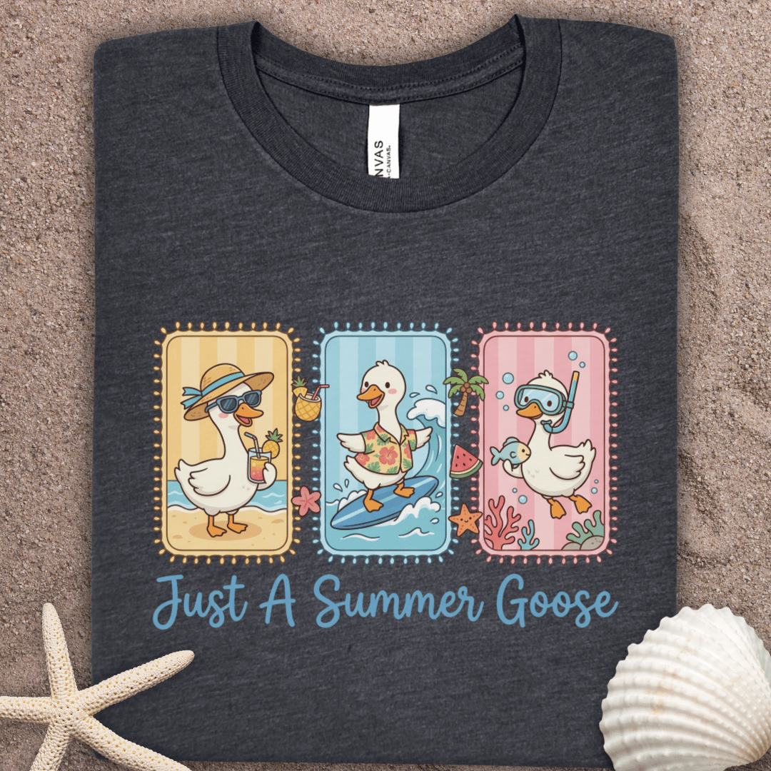 Just A Summer Goose Tee - Cute Pastel Duck Graphic T-Shirt