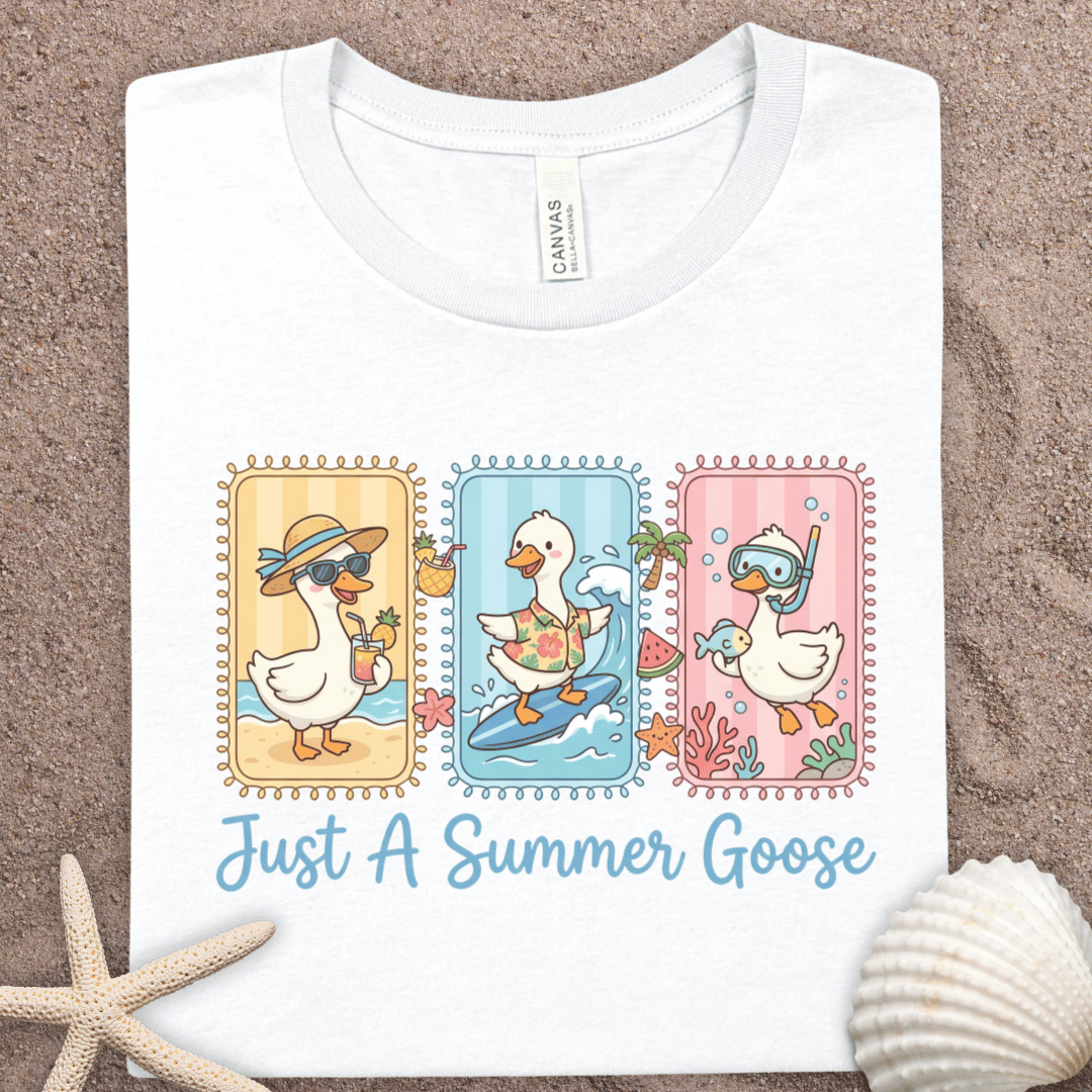 Just A Summer Goose Tee - Cute Pastel Duck Graphic T-Shirt