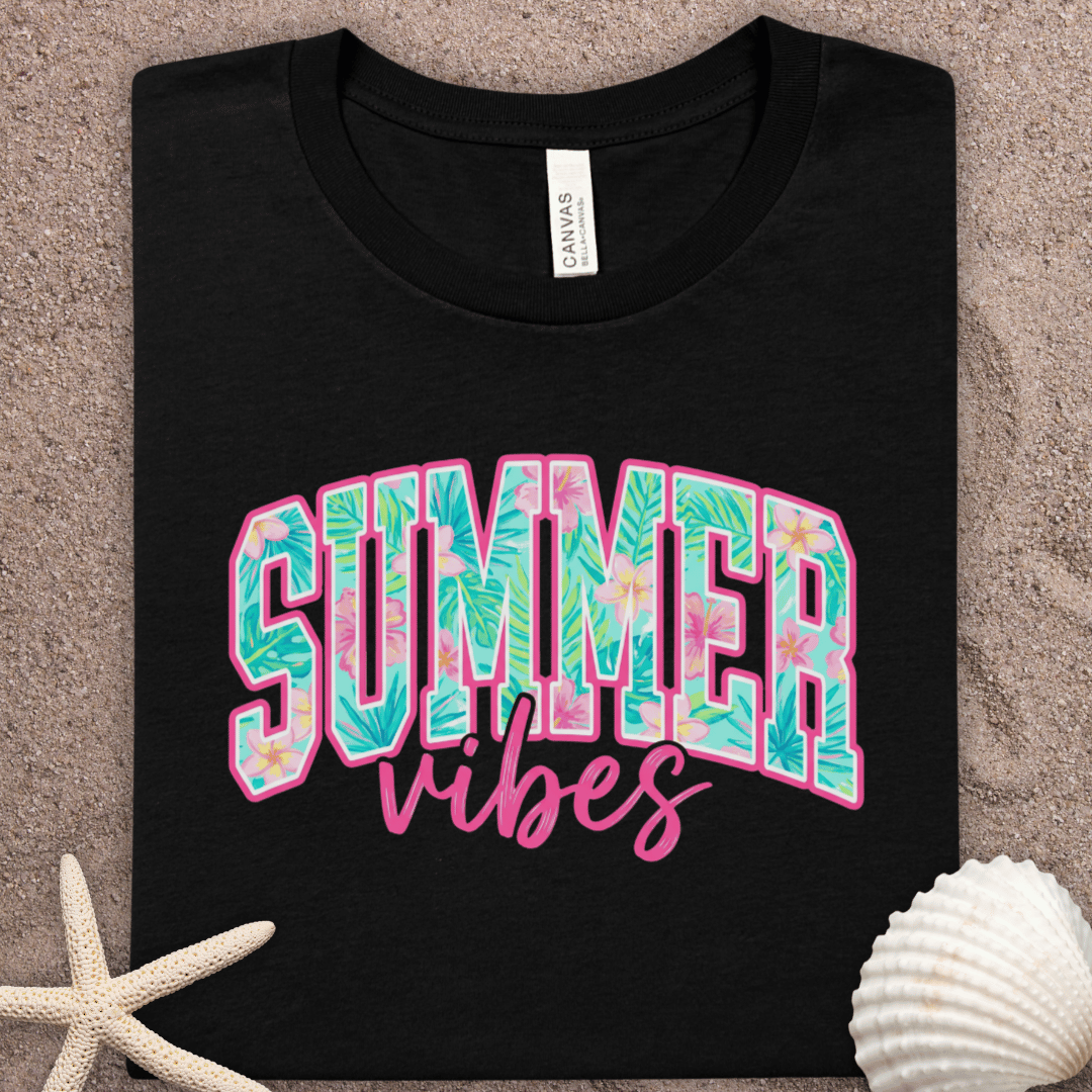 Summer Vibes T-Shirt — Bright Floral Graphic Tee for Beach, Vacation & Casual Wear