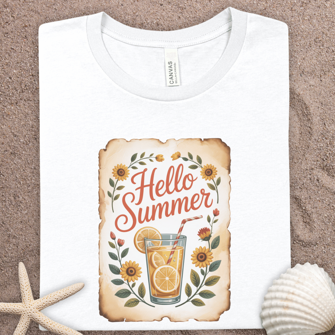 Hello Summer Tee - Sunflower Lemonade Graphic T-Shirt