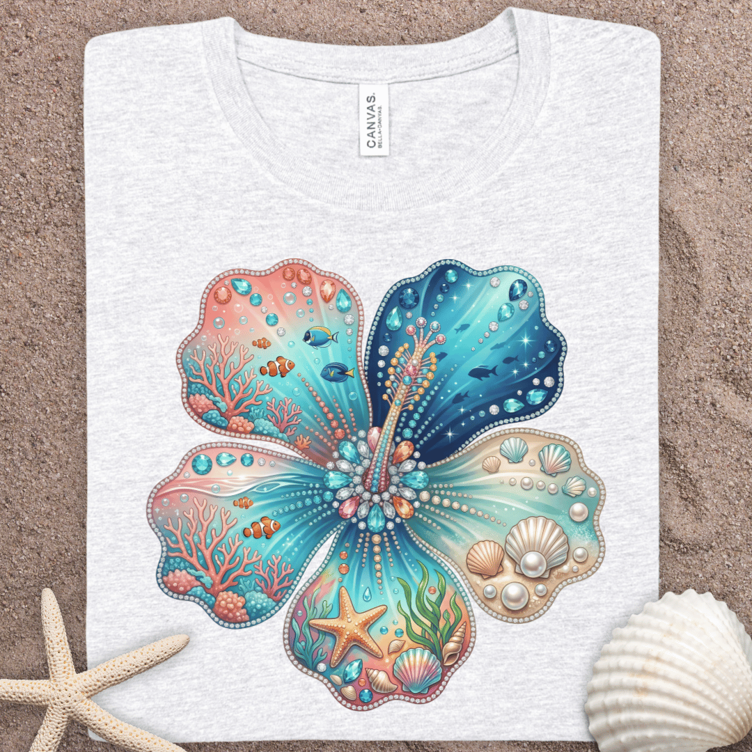 Sea Treasure Floral Tee — Hibiscus Summer Graphic Shirt