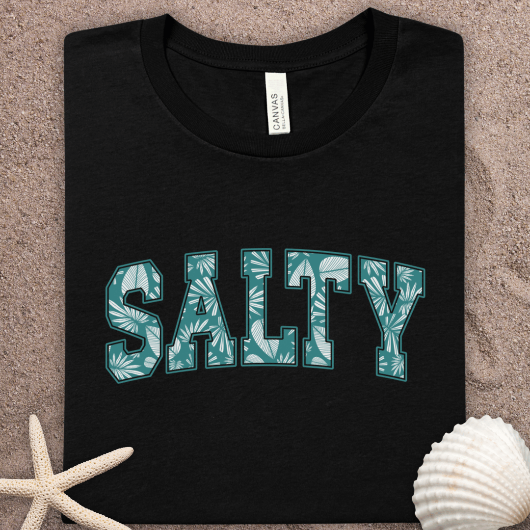 Salty Tee - Tropical Palm Lettering Beach T-Shirt