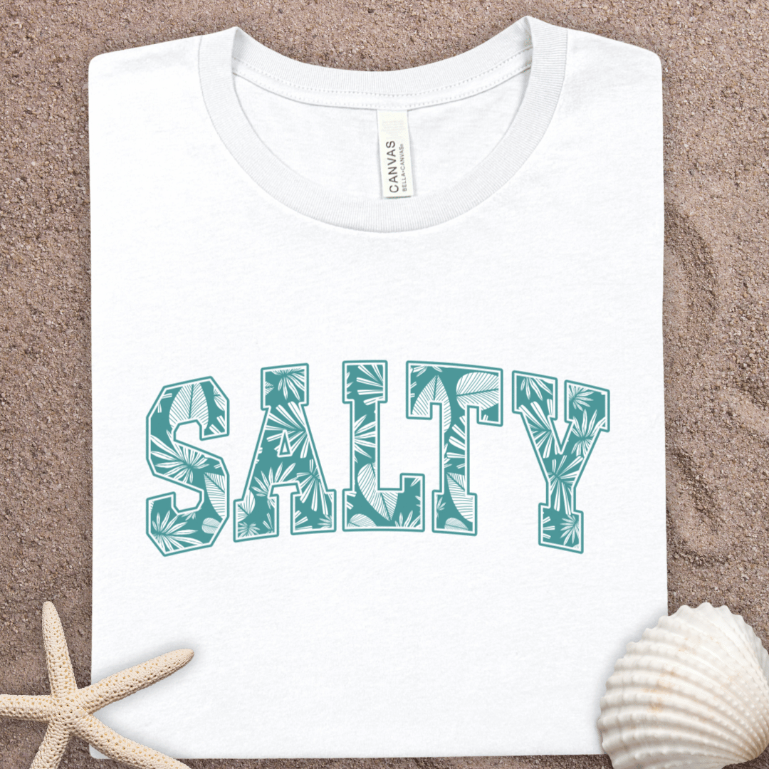 Salty Tee - Tropical Palm Lettering Beach T-Shirt