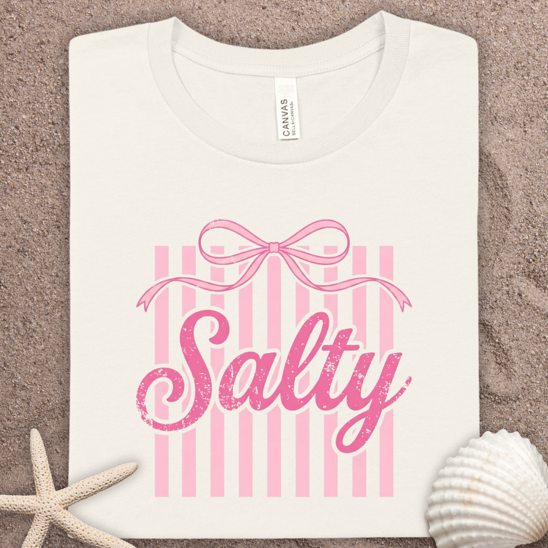 Salty Pink Bow Tee – Cute Girly Summer Graphic T-Shirt