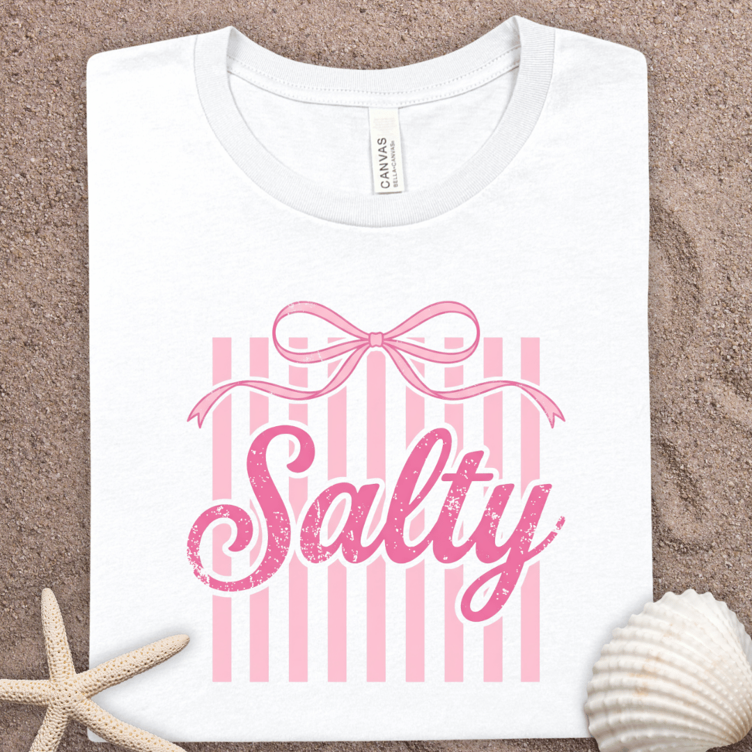 Salty Pink Bow Tee – Cute Girly Summer Graphic T-Shirt