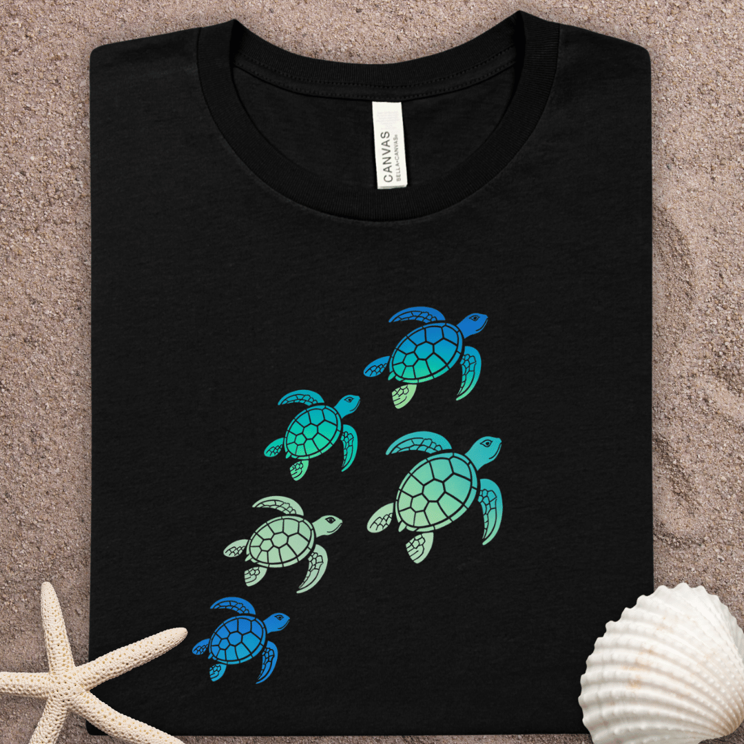 Sea Turtle Summer Graphic Tee — Ocean Waves Watercolor Turtles T-Shirt